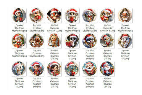 Christmas Keychain Bundle, Christmas Animals Sublimation Sublimation OrangeBrushStudio 