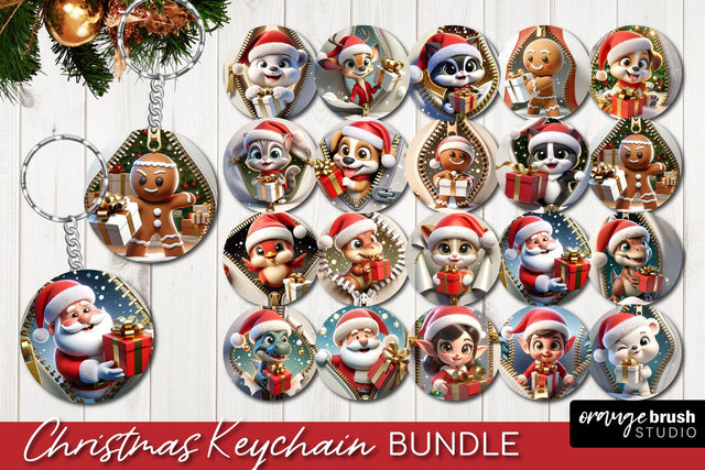Christmas Keychain Bundle, Christmas Animals Sublimation Sublimation OrangeBrushStudio 