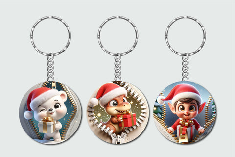 Christmas Keychain Bundle, Christmas Animals Sublimation Sublimation OrangeBrushStudio 