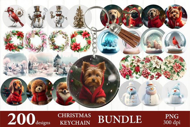 Christmas Keychain Bundle. Round Keychain Sublimation PNG Sublimation Olga Terlyanskaya 