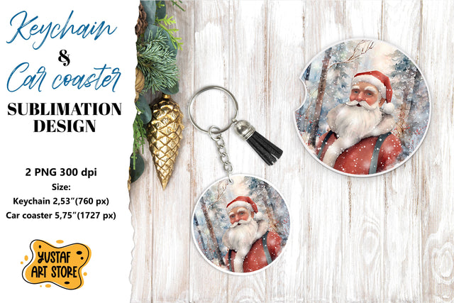 Christmas Keychain & Car coaster sublimation. Santa Claus Sublimation Yustaf Art Store 
