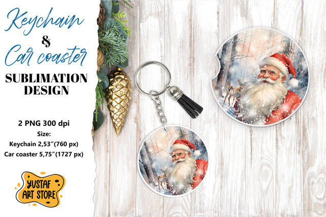 Christmas Keychain & Car coaster sublimation. Santa Claus Sublimation Yustaf Art Store 