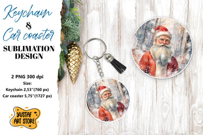 Christmas Keychain & Car coaster sublimation. Santa Claus Sublimation Yustaf Art Store 