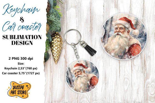 Christmas Keychain & Car coaster sublimation. Santa Claus Sublimation Yustaf Art Store 