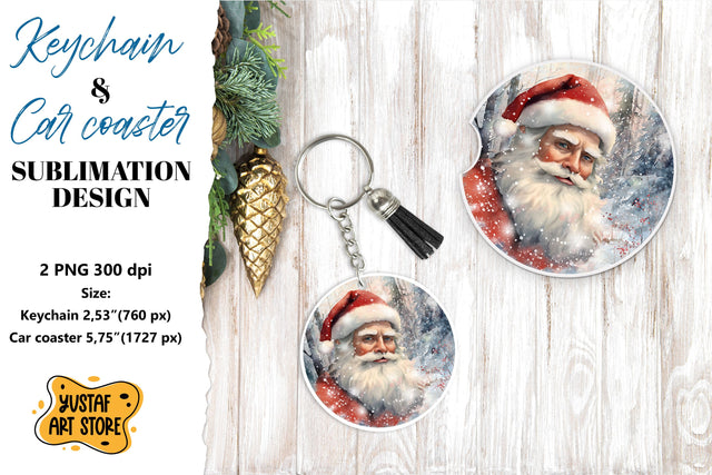 Christmas Keychain & Car coaster sublimation. Santa Claus Sublimation Yustaf Art Store 