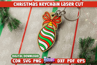 Christmas Keychain | Keychain Template | Christmas Gift Idea | Christmas Tree Toy | CNC File SVG The T Store Design 