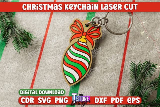 Christmas Keychain | Keychain Template | Christmas Gift Idea | Christmas Tree Toy | CNC File SVG The T Store Design 
