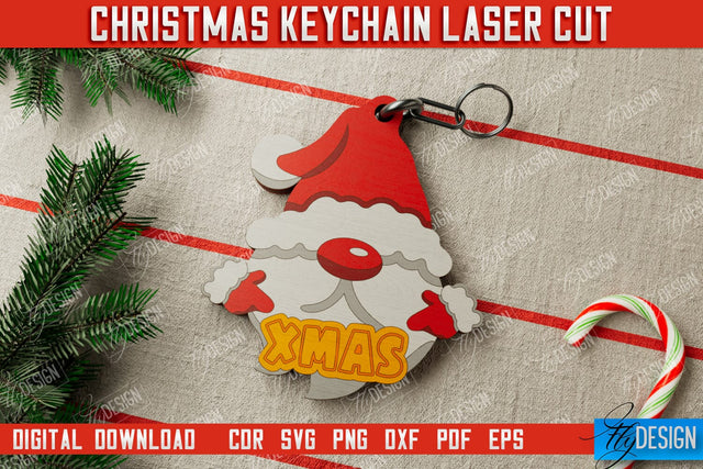 Christmas Keychain | Keychain Template | Christmas Gift Idea | CNC File SVG Fly Design 