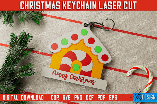 Christmas Keychain | Keychain Template | Christmas Gift Idea | CNC File SVG Fly Design 