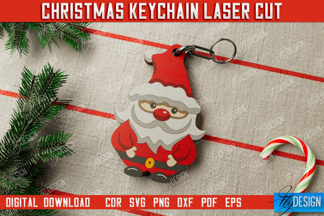 Christmas Keychain | Keychain Template | Christmas Gift Idea | CNC File SVG Fly Design 