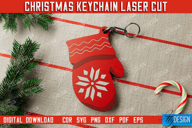 Christmas Keychain | Keychain Template | Christmas Gift Idea | CNC File SVG Fly Design 