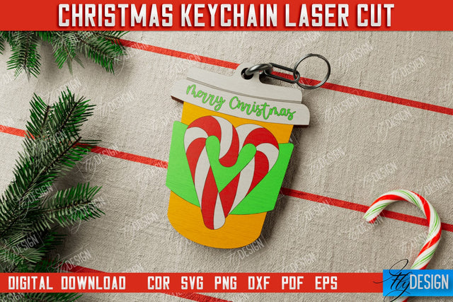 Christmas Keychain | Keychain Template | Christmas Gift Idea | CNC File SVG Fly Design 