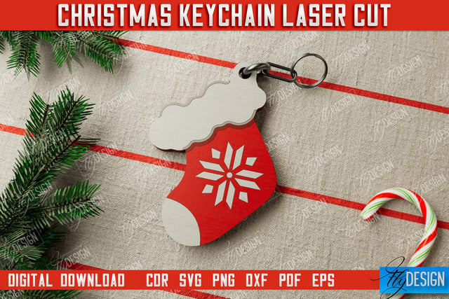 Christmas Keychain | Keychain Template | Christmas Gift Idea | CNC File SVG Fly Design 