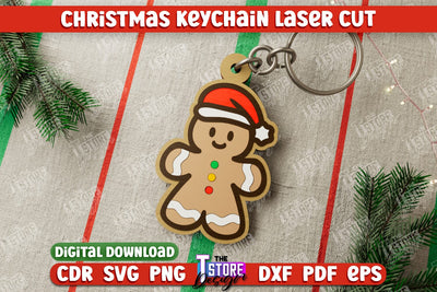 Christmas Keychain | Keychain Template | Christmas Gift Idea | Gingerbread | CNC File SVG The T Store Design 