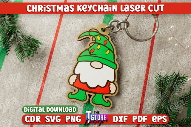 Christmas Keychain | Keychain Template | Christmas Gift Idea | Gnome | CNC File SVG The T Store Design 
