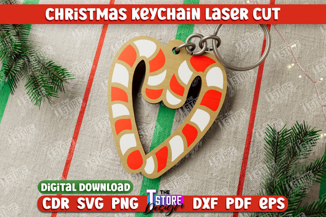 Christmas Keychain | Keychain Template | Christmas Gift Idea | Lollipop | CNC File SVG The T Store Design 