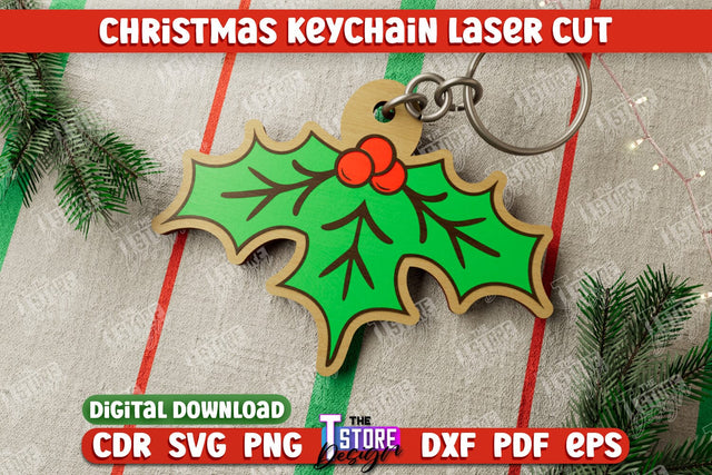 Christmas Keychain | Keychain Template | Christmas Gift Idea | Mistletoe | CNC File SVG The T Store Design 