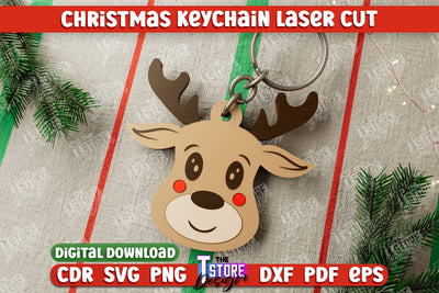 Christmas Keychain | Keychain Template | Christmas Gift Idea | Reindeer | CNC File SVG The T Store Design 