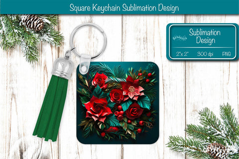 Christmas Keychain PNG Sublimation Christmas 3D flower PNG Sublimation Createya Design 