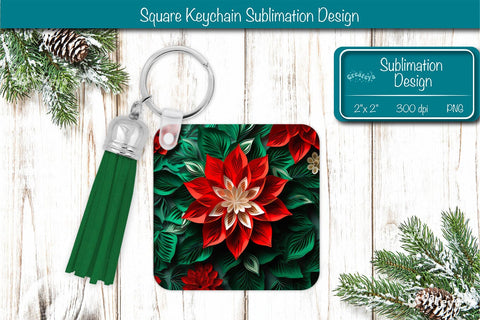Christmas Keychain PNG Sublimation Christmas 3D flower PNG Sublimation Createya Design 