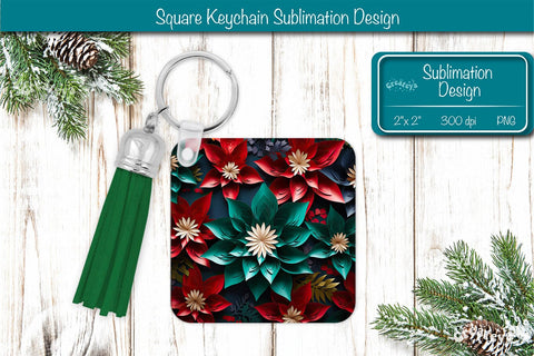 Christmas Keychain PNG Sublimation Christmas 3D flower PNG Sublimation Createya Design 