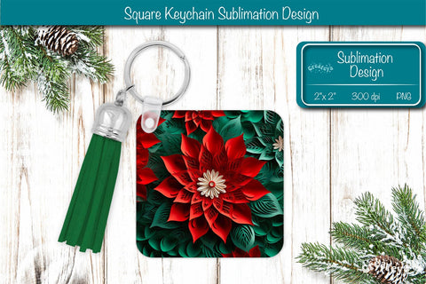 Christmas Keychain PNG Sublimation Christmas 3D flower PNG Sublimation Createya Design 