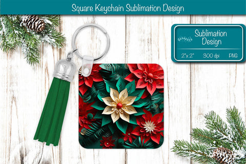 Christmas Keychain PNG Sublimation Christmas 3D flower PNG Sublimation Createya Design 