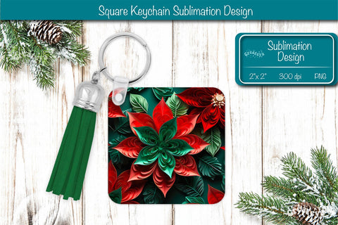 Christmas Keychain PNG Sublimation Christmas 3D flower PNG Sublimation Createya Design 
