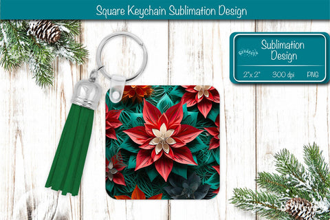 Christmas Keychain PNG Sublimation Christmas 3D flower PNG Sublimation Createya Design 