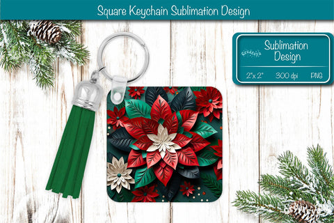 Christmas Keychain PNG Sublimation Christmas 3D flower PNG Sublimation Createya Design 