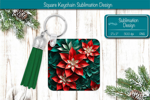 Christmas Keychain PNG Sublimation Christmas 3D flower PNG Sublimation Createya Design 