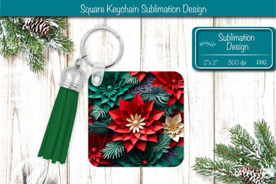 Christmas Keychain PNG Sublimation Christmas 3D flower PNG Sublimation Createya Design 