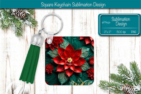 Christmas Keychain PNG Sublimation Christmas 3D flower PNG Sublimation Createya Design 