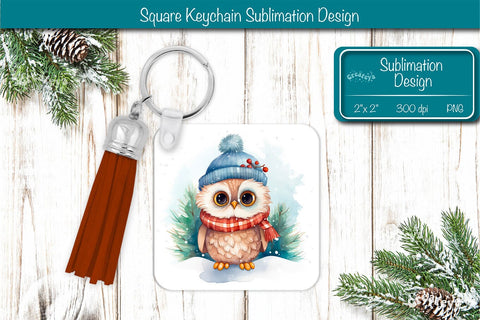 Christmas Keychain PNG Sublimation Christmas Owl PNG Sublimation Createya Design 