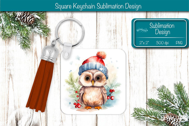 Christmas Keychain PNG Sublimation Christmas Owl PNG Sublimation Createya Design 