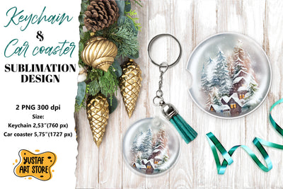 Christmas Keychain.Christmas Car coaster sublimation design Sublimation Yustaf Art Store 