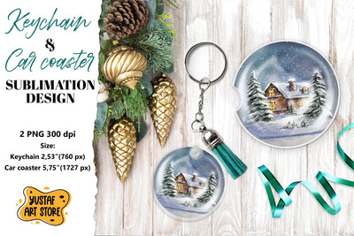 Christmas Keychain.Christmas Car coaster sublimation design Sublimation Yustaf Art Store 