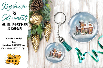 Christmas Keychain.Christmas Car coaster sublimation design Sublimation Yustaf Art Store 