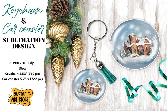 Christmas Keychain.Christmas Car coaster sublimation design Sublimation Yustaf Art Store 