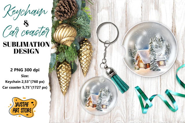 Christmas Keychain.Christmas Car coaster sublimation design Sublimation Yustaf Art Store 