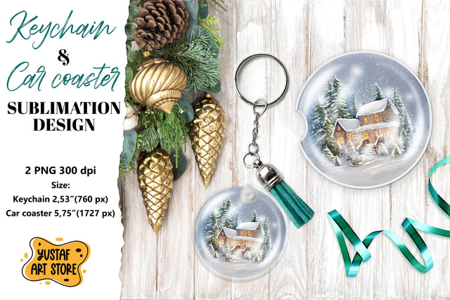 Christmas Keychain.Christmas Car coaster sublimation design Sublimation Yustaf Art Store 