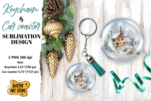 Christmas Keychain.Christmas Car coaster sublimation design Sublimation Yustaf Art Store 