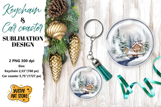 Christmas Keychain.Christmas Car coaster sublimation design Sublimation Yustaf Art Store 