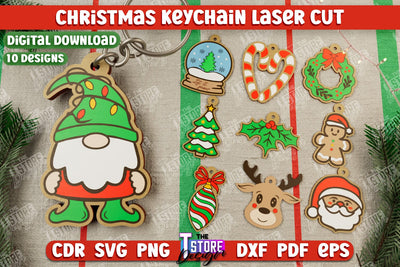 Christmas Keychains Bundle | Keychain Template | Christmas Gift Idea | CNC Files SVG The T Store Design 