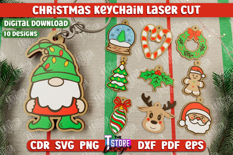 Christmas Keychains Bundle | Keychain Template | Christmas Gift Idea | CNC Files SVG The T Store Design 