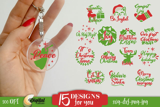 Christmas Keychains Quotes Bundles SVG. Christmas SVG SVG Evgenyia Guschina 