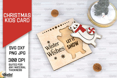 Christmas Kids Card Laser Cut. Christmas Greeting Card SVG SVG Evgenyia Guschina 