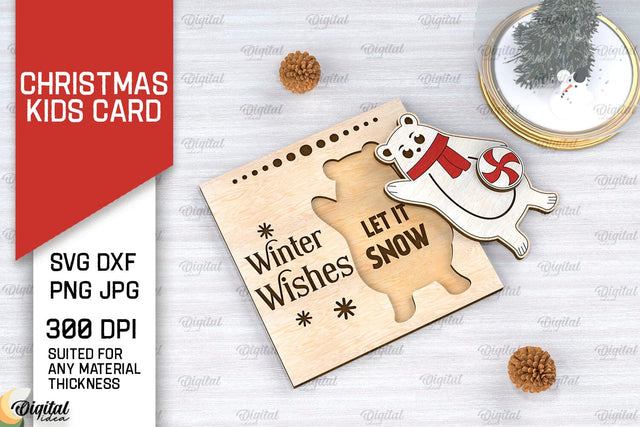 Christmas Kids Card Laser Cut. Christmas Greeting Card SVG SVG Evgenyia Guschina 