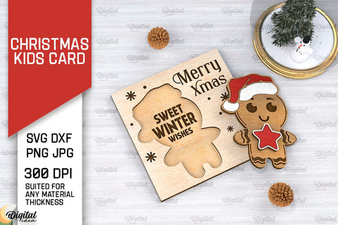 Christmas Kids Card Laser Cut. Christmas Greeting Card SVG SVG Evgenyia Guschina 