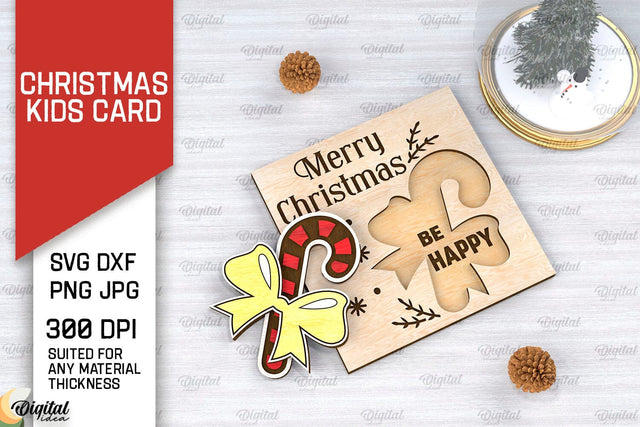 Christmas Kids Card Laser Cut. Christmas Greeting Card SVG SVG Evgenyia Guschina 